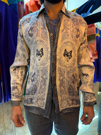 Camisa Vintage Estilo Barroco Lobos