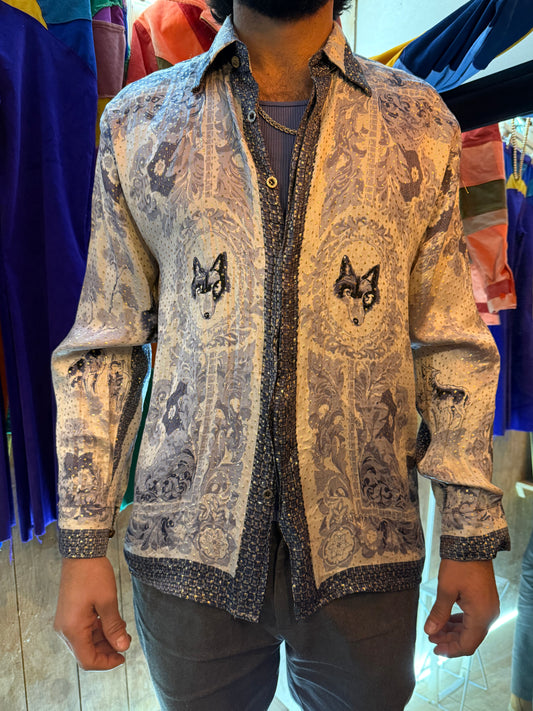Camisa Vintage Estilo Barroco Lobos