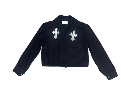 chamarra de mezclilla silver hearts negra