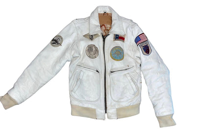 Chamarra COCKPIT USA de piel color blanca aviador talla m