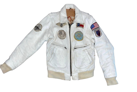 Chamarra COCKPIT USA de piel color blanca aviador talla m