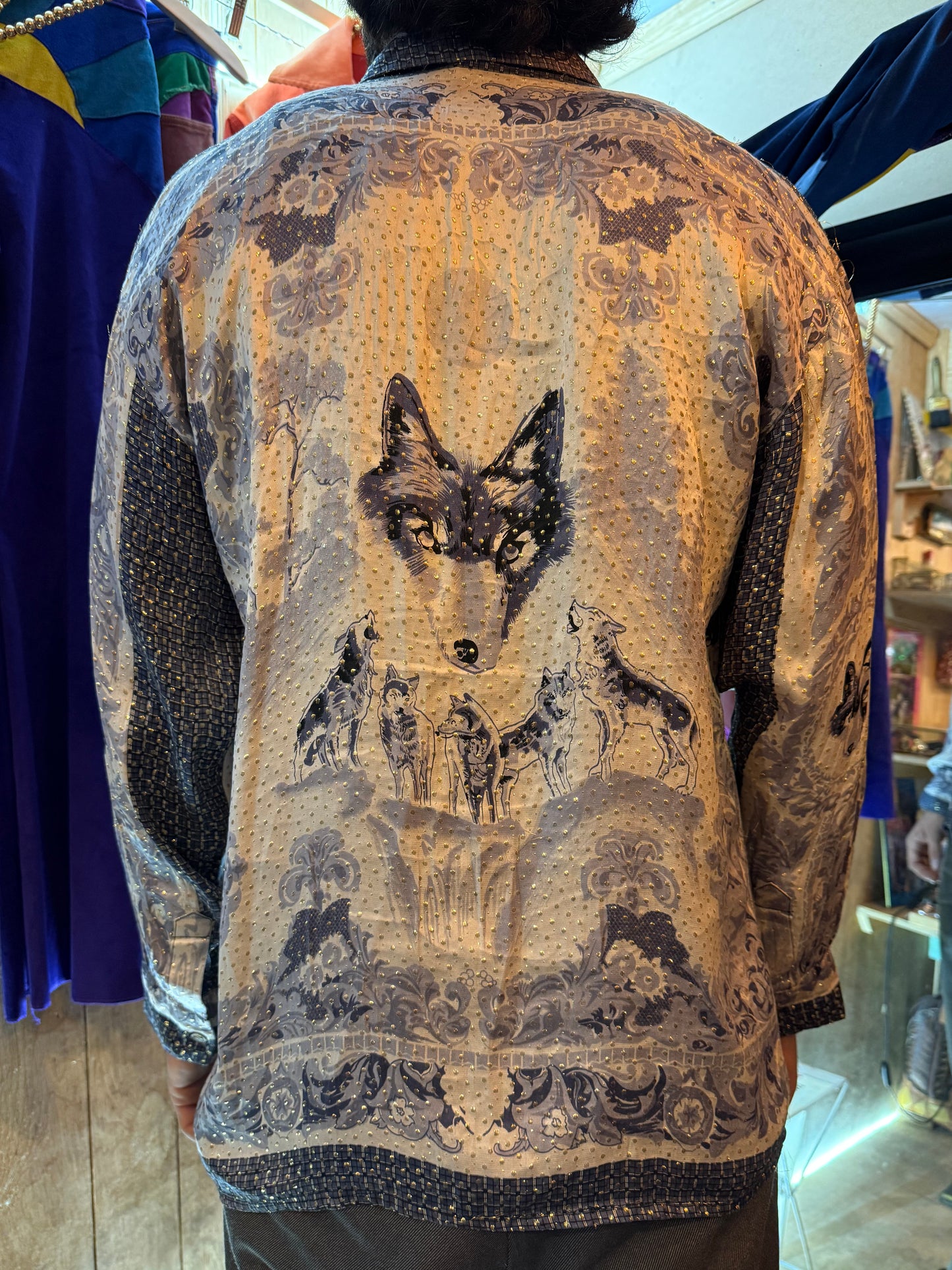 Camisa Vintage Estilo Barroco Lobos