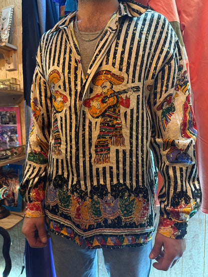 Camisa Vintage Estilo Barroco Mariachis