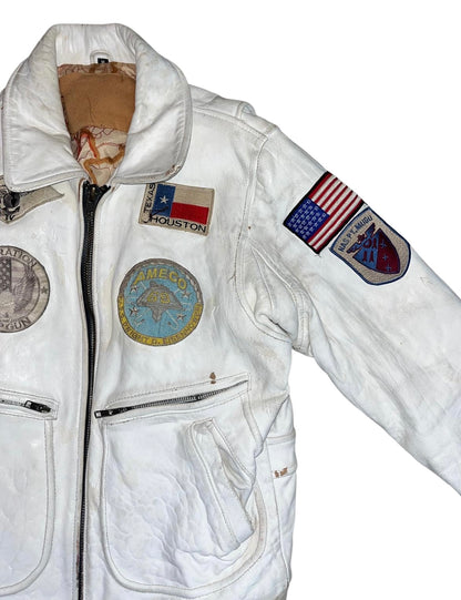 Chamarra COCKPIT USA de piel color blanca aviador talla m
