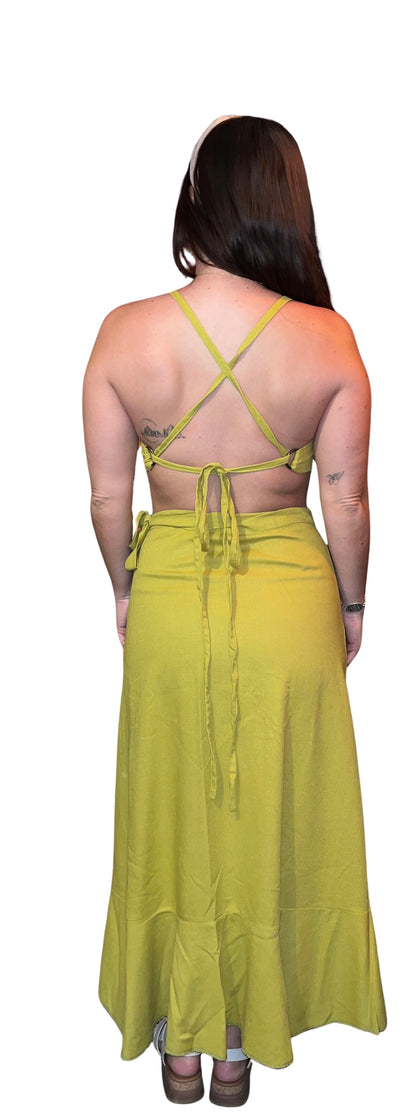Top de lino amarillo mostaza unitalla