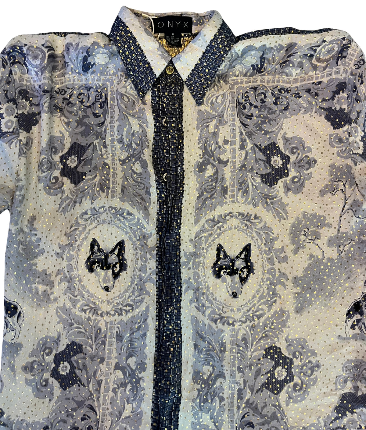 Camisa de seda metálica