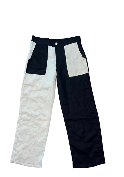 pantalones de lino 100% unitalla color negro con avena