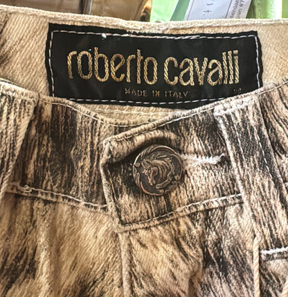 panatalones roberto cavali  feather print talla m