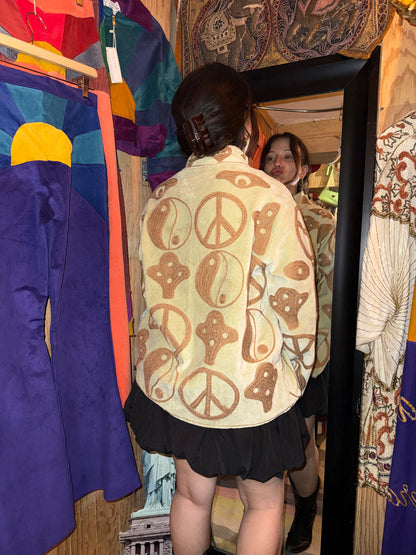 Chamarra Bordado Punto de Cadena Hippie