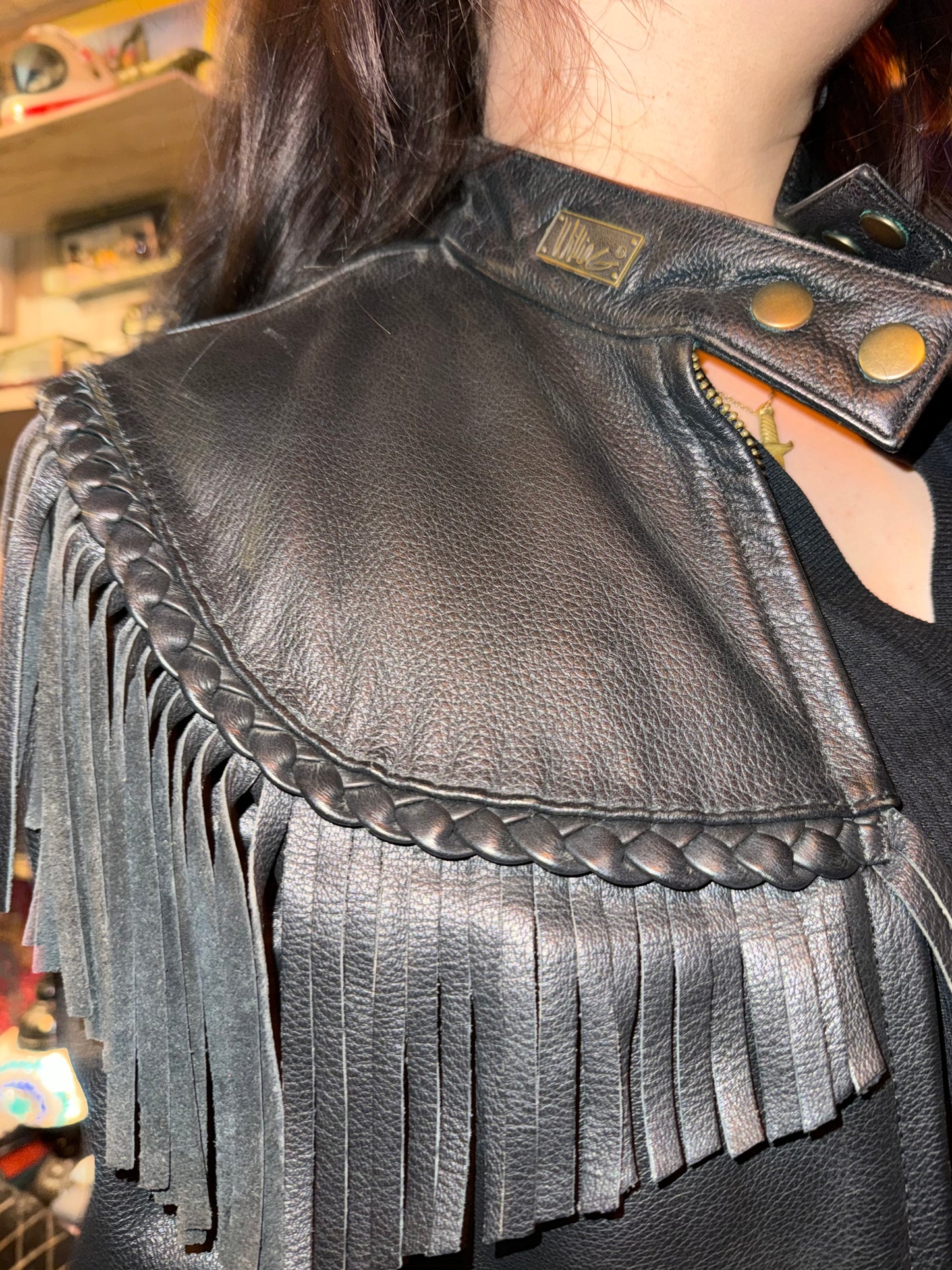 Chamarra de piel con flecos Harley Davidson