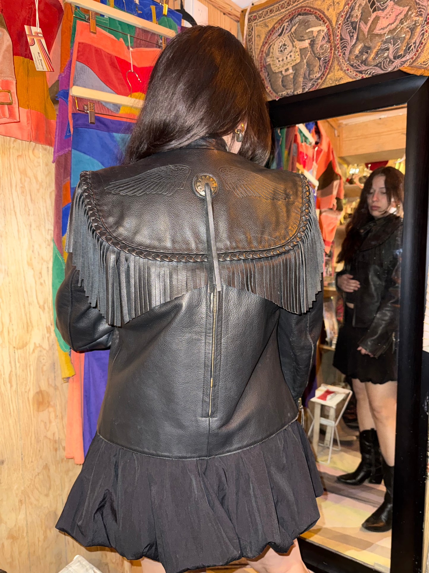 Chamarra de piel con flecos Harley Davidson
