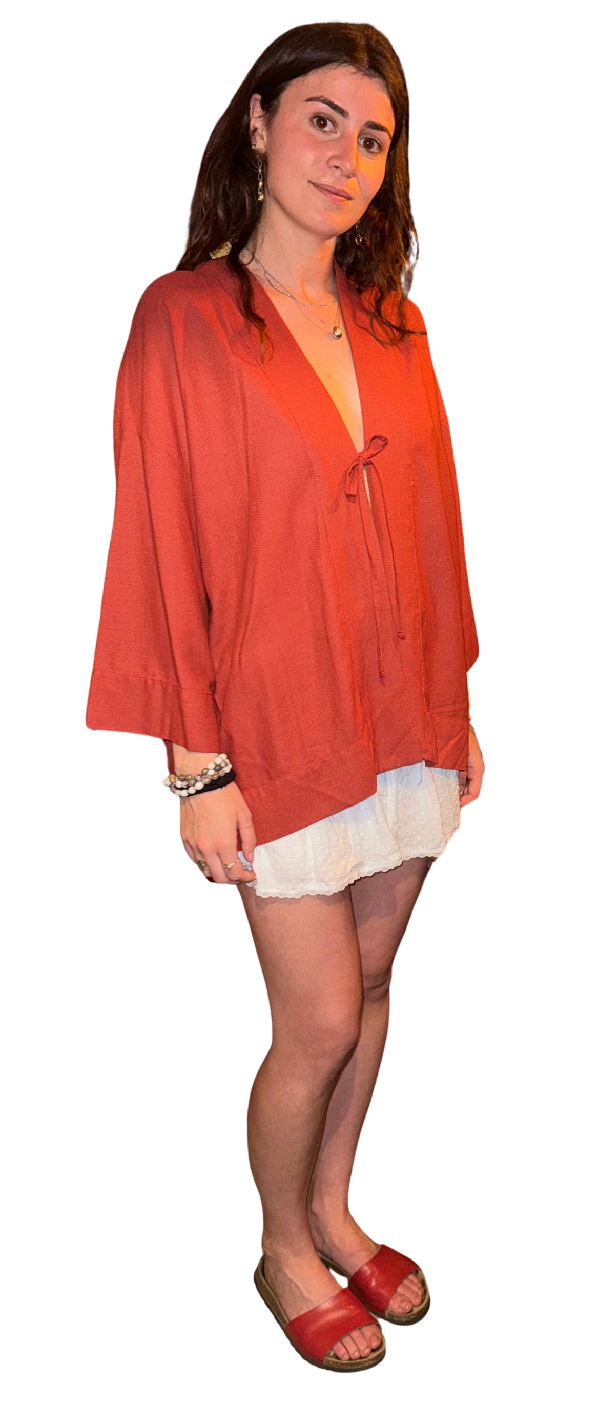 kimono de lino talla única color chedron