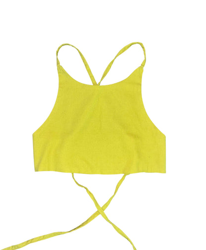 Top de lino amarillo mostaza unitalla